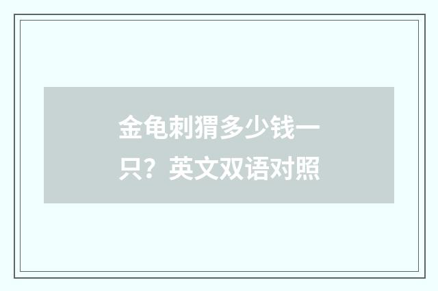 金龟刺猬多少钱一只?英文双语对照