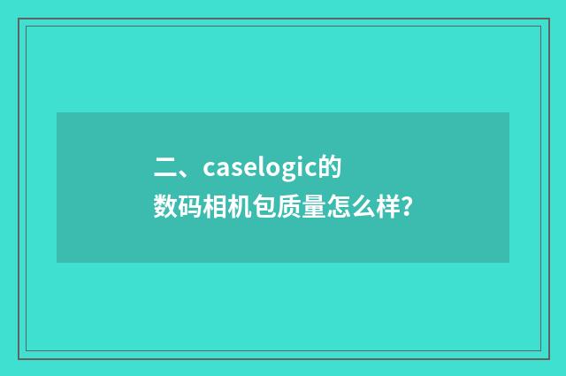 二、caselogic的数码相机包质量怎么样？