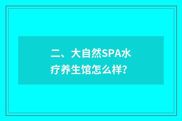 二、大自然SPA水疗养生馆怎么样？