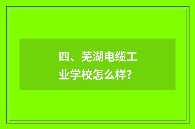 四、芜湖电缆工业学校怎么样？
