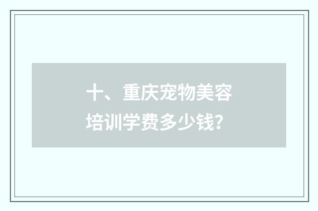 十、重庆宠物美容培训学费多少钱?