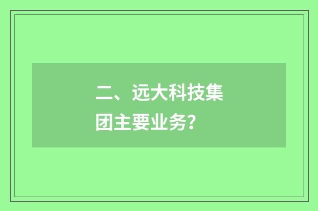 二、远大科技集团主要业务?