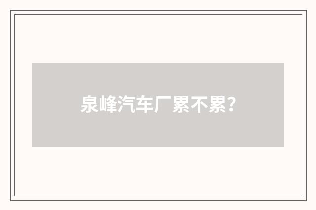 泉峰汽车厂累不累?