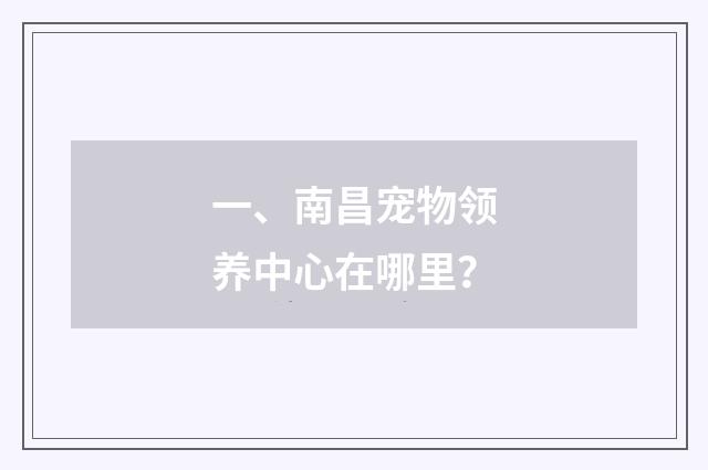 一、南昌宠物领养中心在哪里?