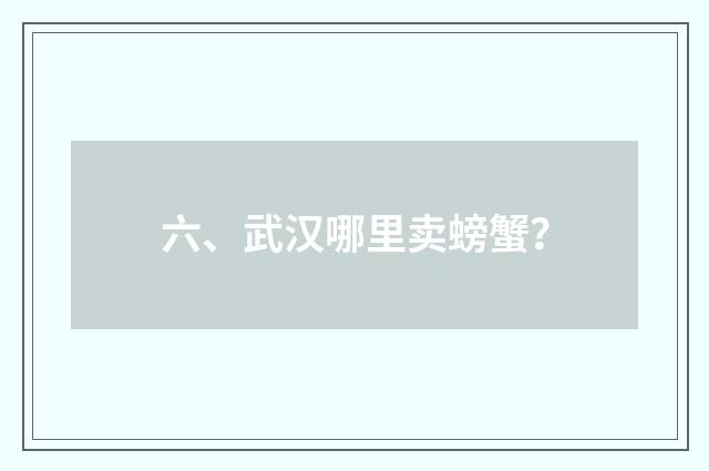 六、武汉哪里卖螃蟹?