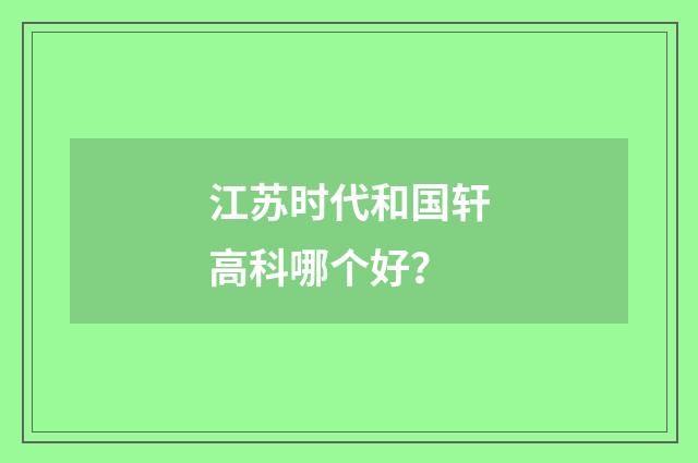 江苏时代和国轩高科哪个好？
