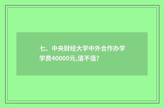 七、中央财经大学中外合作办学学费40000元,值不值?