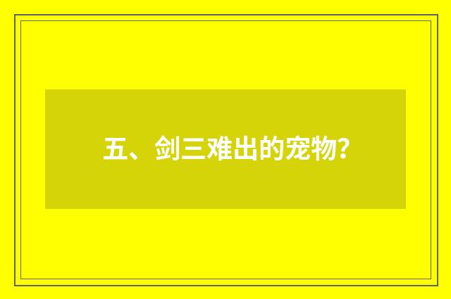 五、剑三难出的宠物?