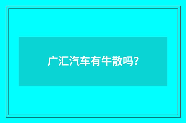 广汇汽车有牛散吗?