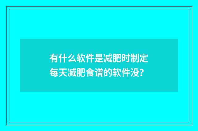 有什么软件是减肥时制定每天减肥食谱的软件没?