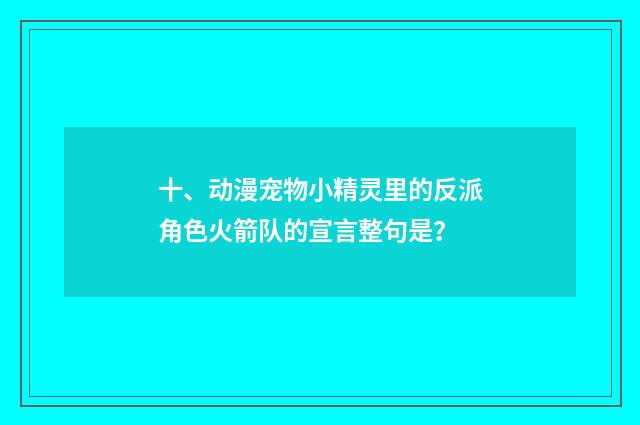 十、动漫宠物小精灵里的反派角色火箭队的宣言整句是?