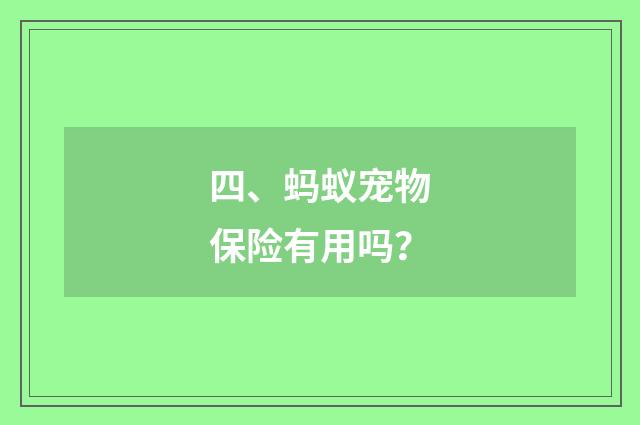 四、蚂蚁宠物保险有用吗?
