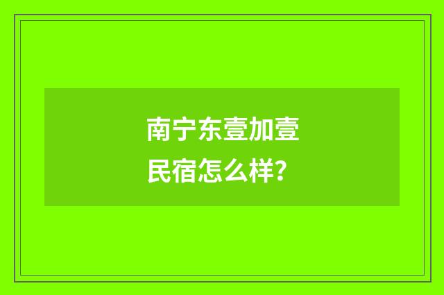 南宁东壹加壹民宿怎么样?