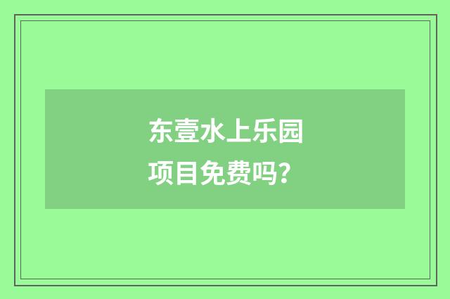 东壹水上乐园项目免费吗?