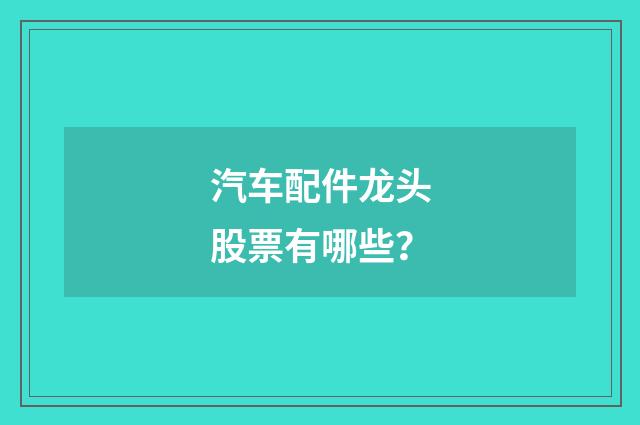 汽车配件龙头股票有哪些?