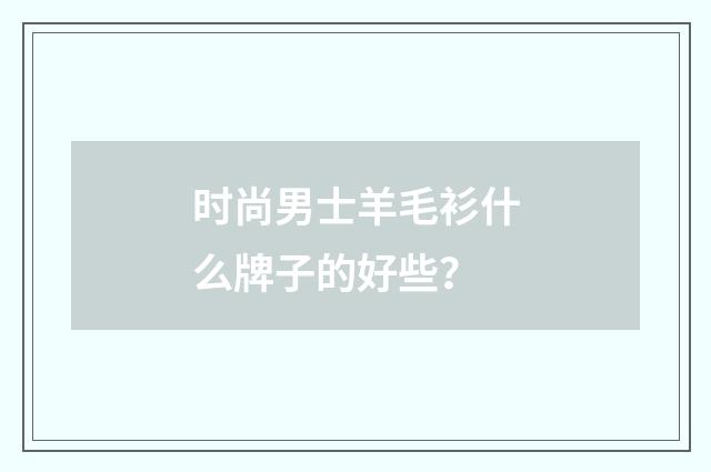 时尚男士羊毛衫什么牌子的好些?