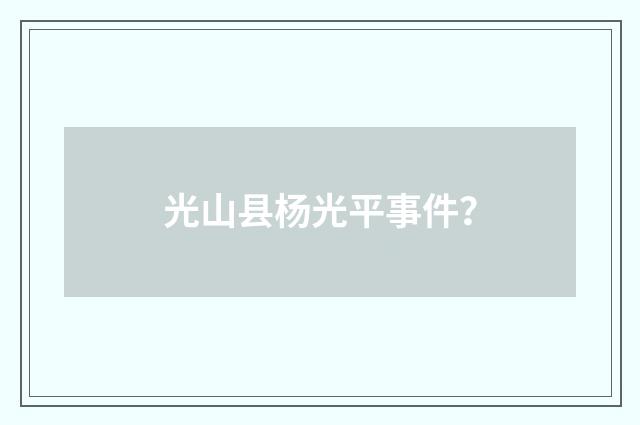光山县杨光平事件?