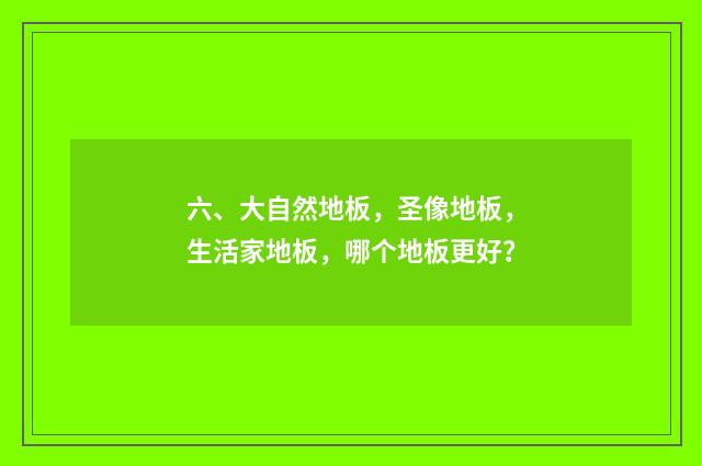 六、大自然地板,圣像地板,生活家地板,哪个地板更好?