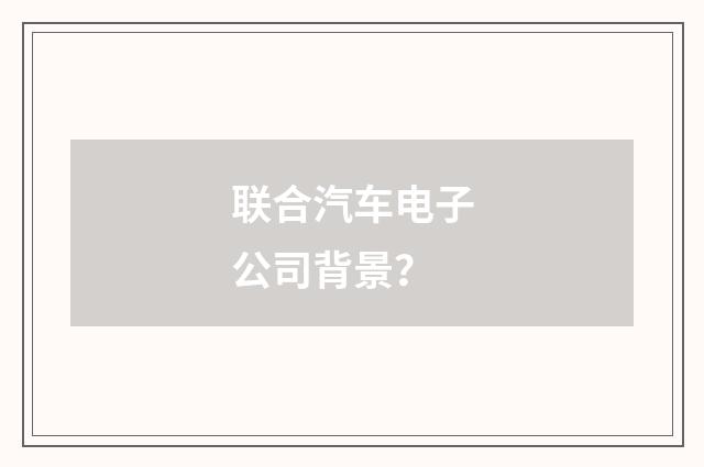 联合汽车电子公司背景?