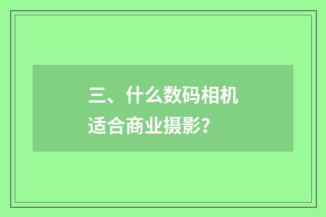 三、什么数码相机适合商业摄影？