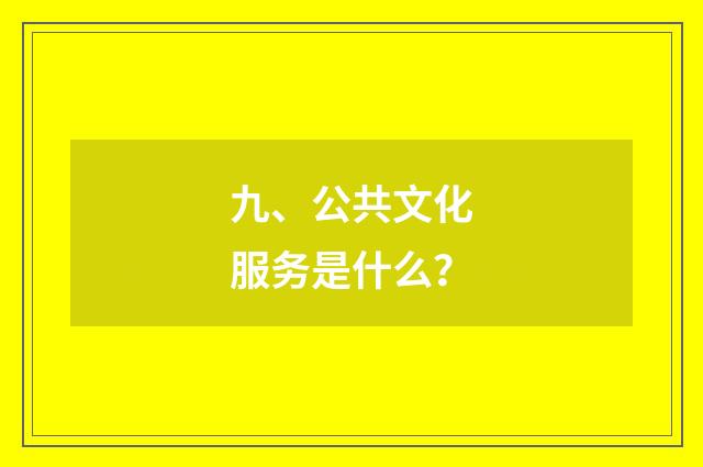 九、公共文化服务是什么?