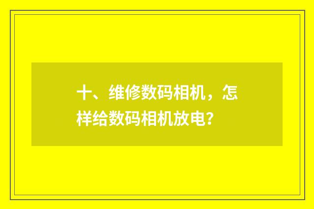 十、维修数码相机,怎样给数码相机放电?