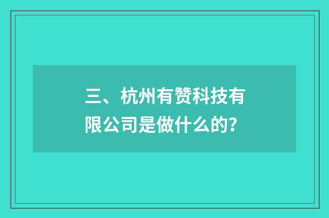 三、杭州有赞科技有限公司是做什么的？
