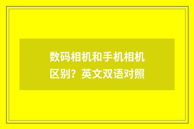 数码相机和手机相机区别?英文双语对照