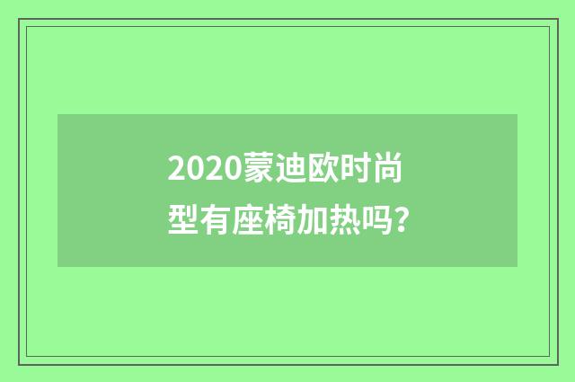 2020蒙迪欧时尚型有座椅加热吗?