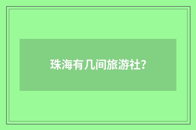 珠海有几间旅游社?