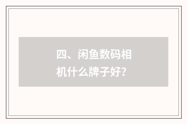 四、闲鱼数码相机什么牌子好?