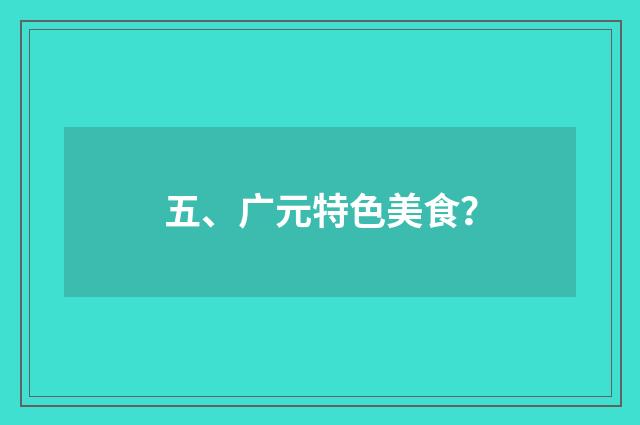 五、广元特色美食？