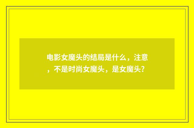 电影女魔头的结局是什么,注意,不是时尚女魔头,是女魔头?