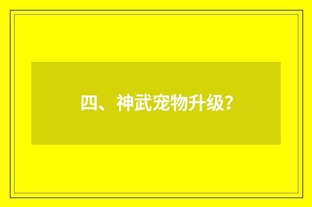 四、神武宠物升级？