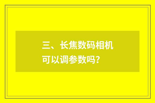 三、长焦数码相机可以调参数吗?