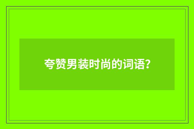 夸赞男装时尚的词语?
