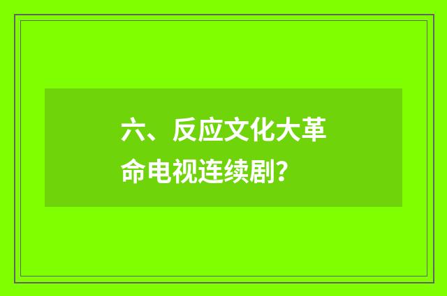 六、反应文化大革命电视连续剧?