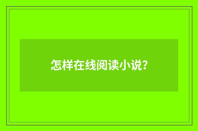 怎样在线阅读小说?