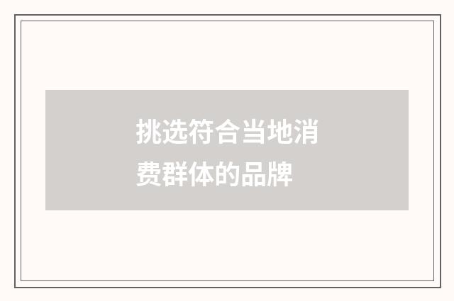 挑选符合当地消费群体的品牌