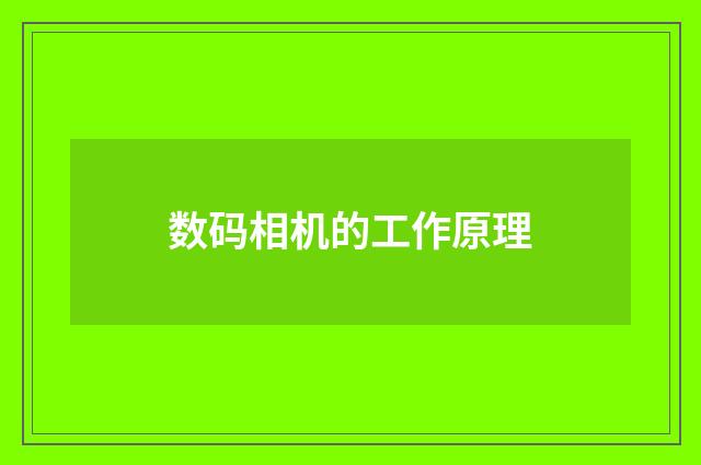 数码相机的工作原理
