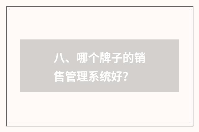 八、哪个牌子的销售管理系统好?