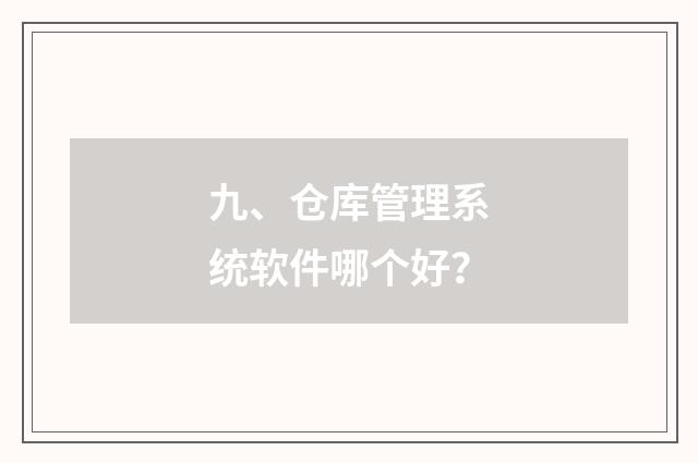 九、仓库管理系统软件哪个好?