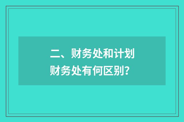 二、财务处和计划财务处有何区别?