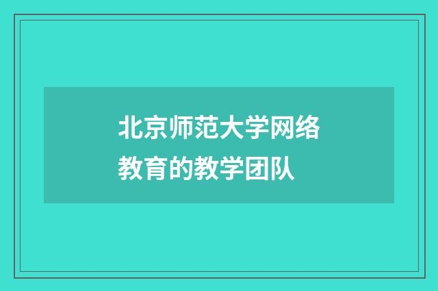 北京师范大学网络教育的教学团队