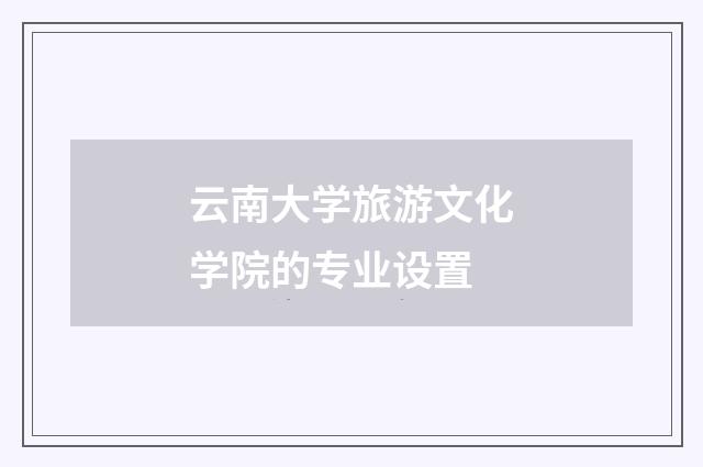 云南大学旅游文化学院的专业设置