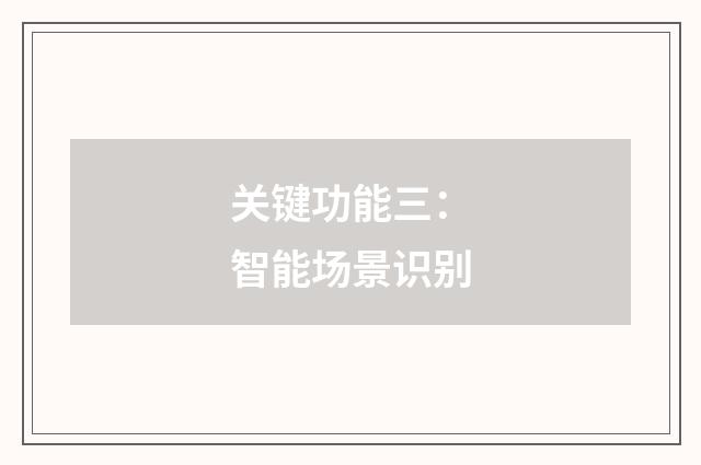 关键功能三：智能场景识别