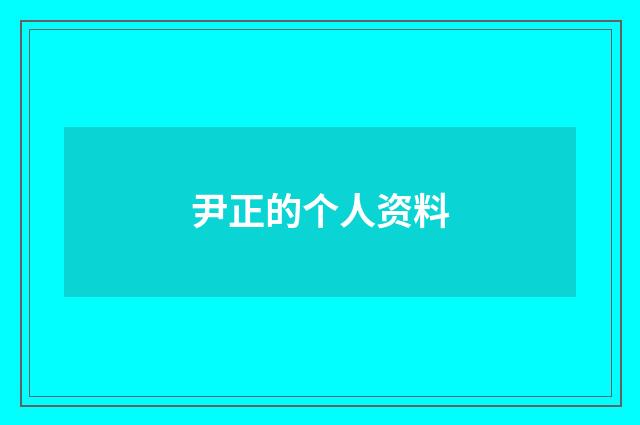 尹正的个人资料