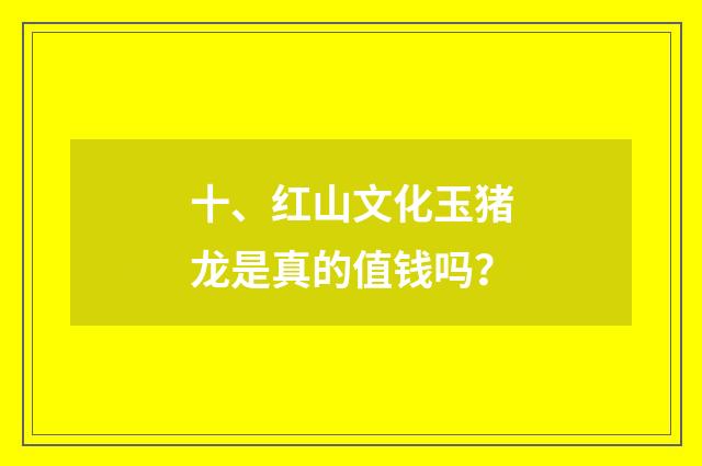 十、红山文化玉猪龙是真的值钱吗?