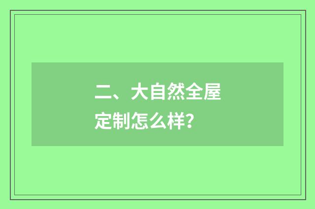 二、大自然全屋定制怎么样?