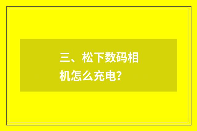 三、松下数码相机怎么充电?